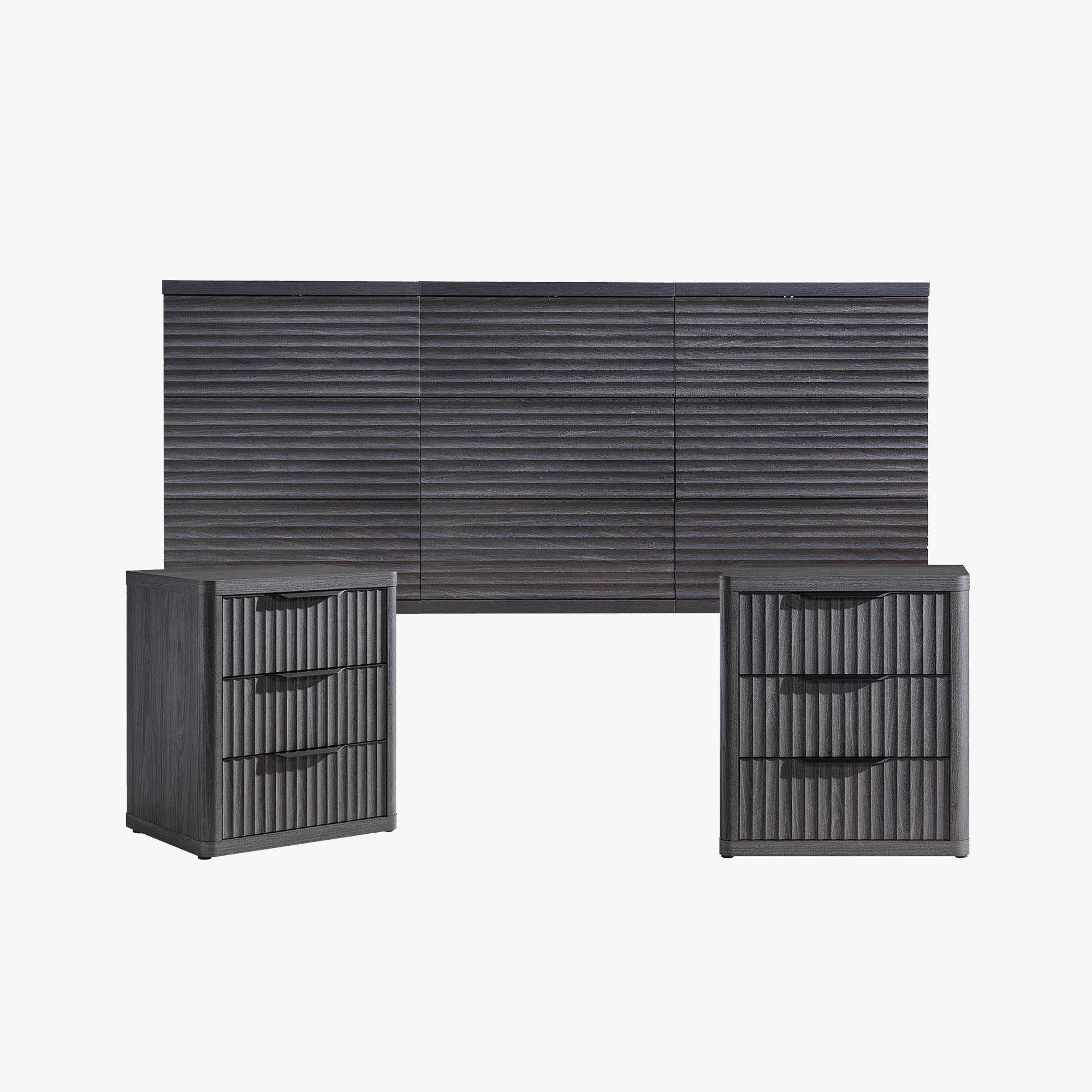 Stria 9-Drawer Dresser and Cas Nightstands Set
