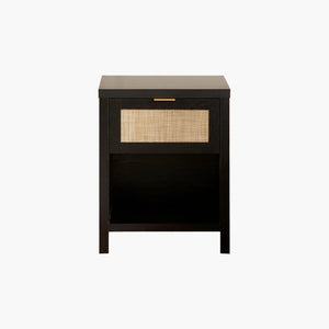Savanna Black Rattan Nightstand, Bedroom Storage