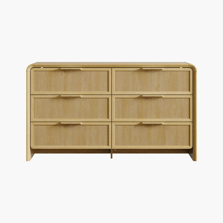 Alina 6 Drawers Dresser with Curved Edge, 55Inch Wide, Set of 2