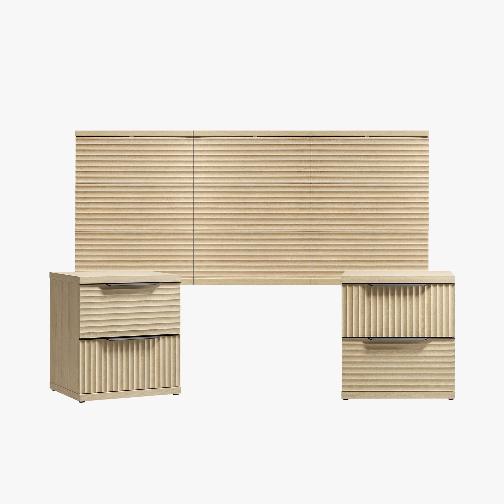 Stria Dresser and Nightstands Set, Large Storage