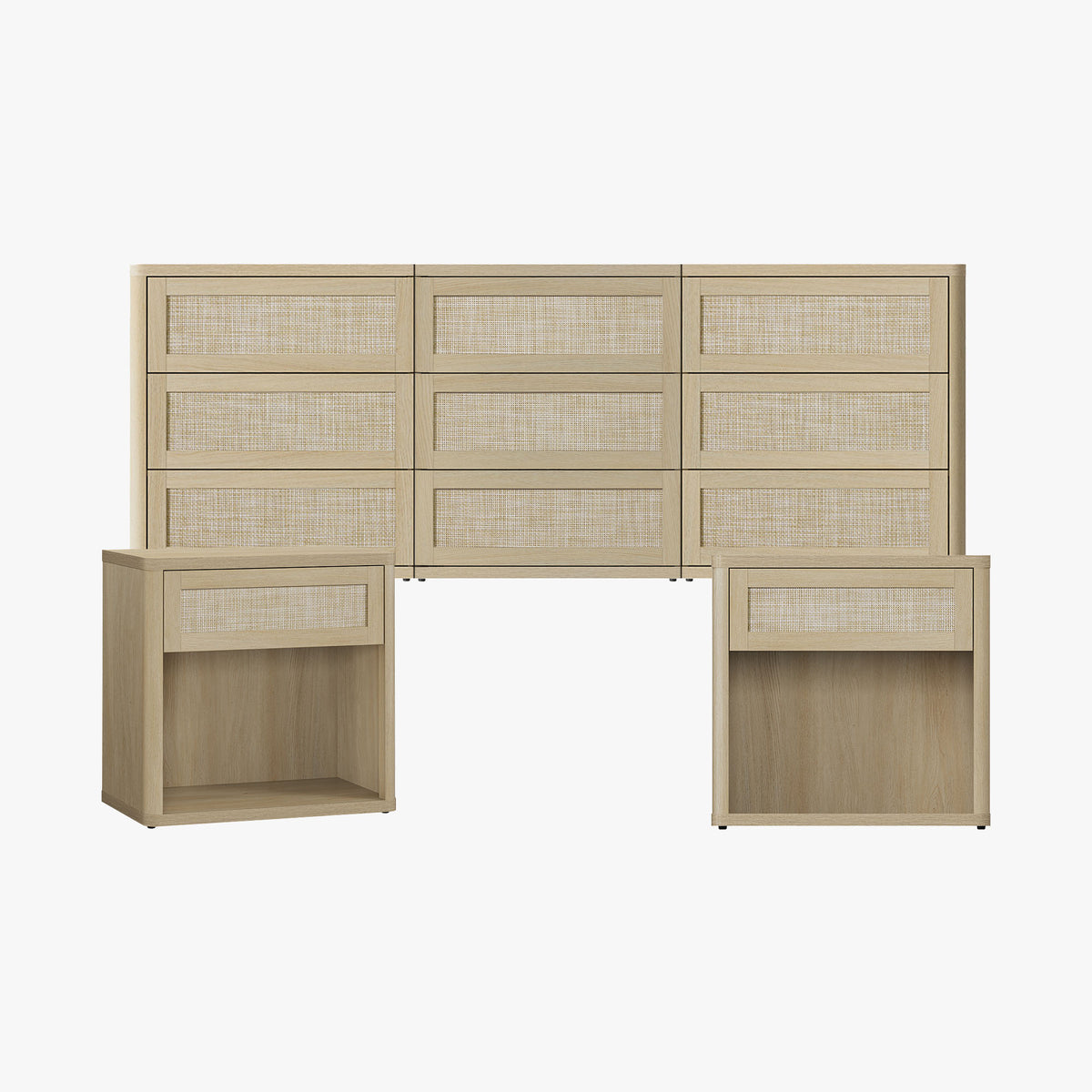 Zura Modular Large-Size Bedroom Sets, Rattan Style