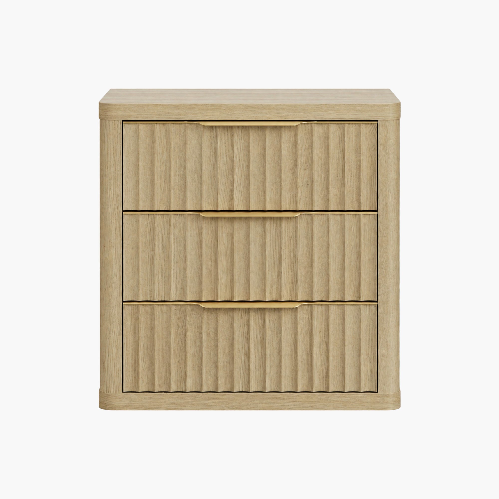 Cas 3 Drawers Nightstand with Golden Handle