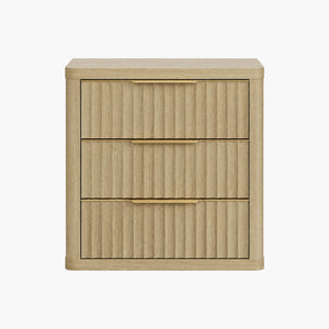 Cas 3 Drawers Nightstand with Golden Handle