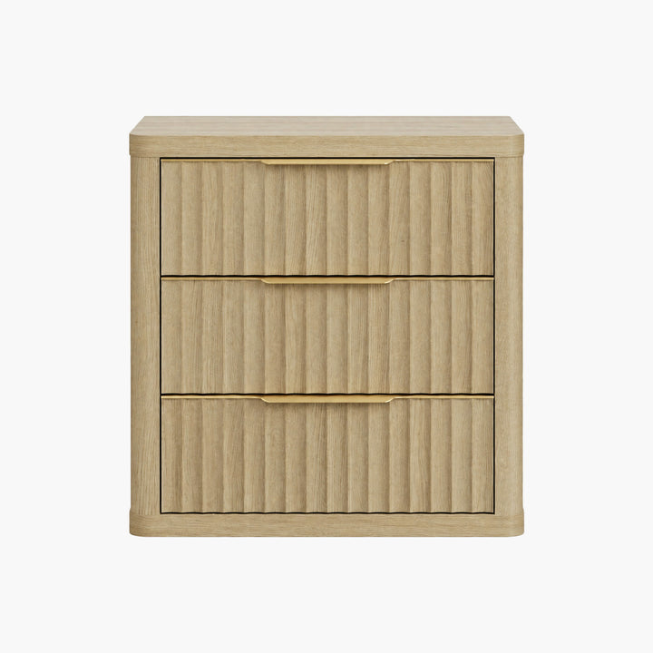 Cas 3 Drawers Nightstand with Golden Handle
