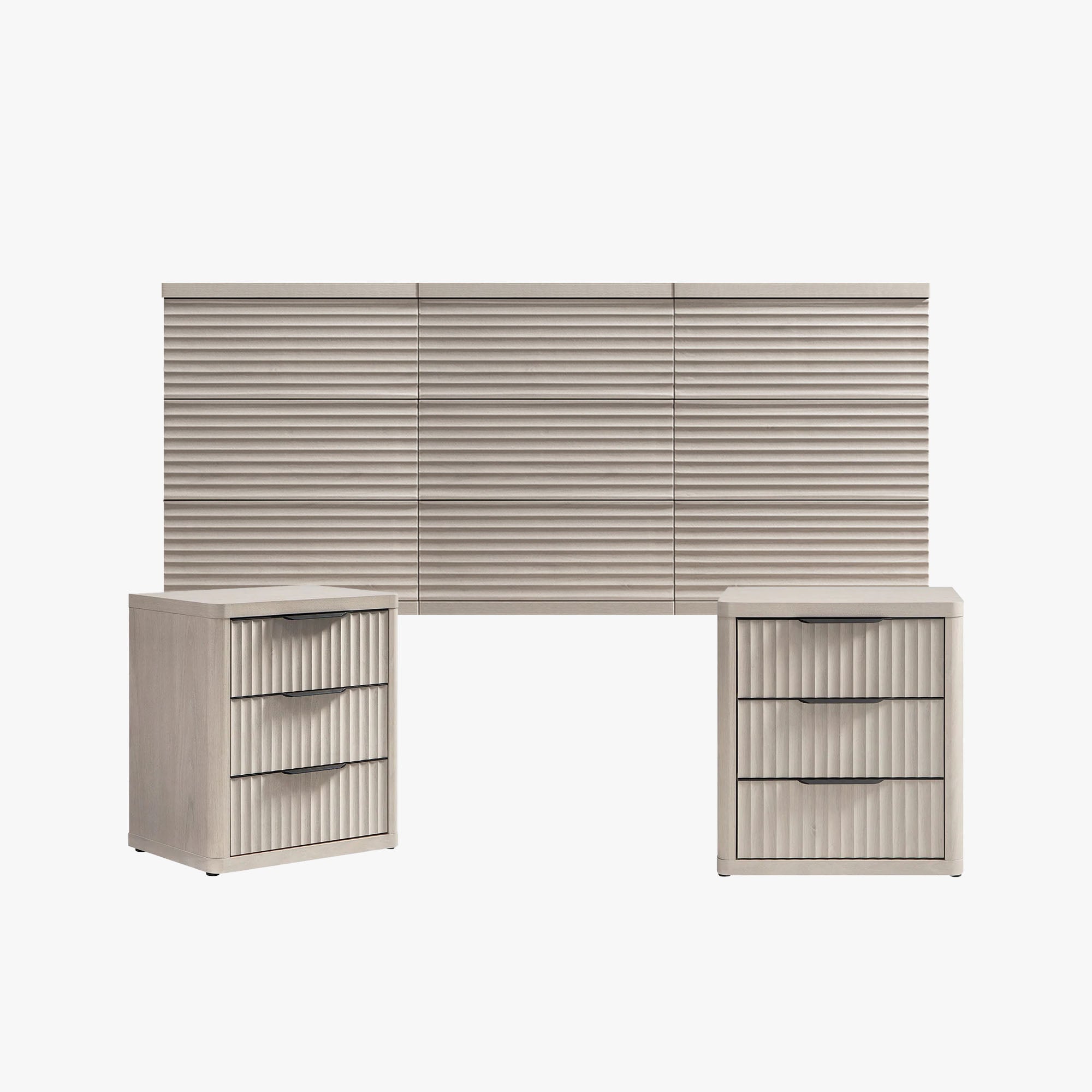 Stria 9-Drawer Dresser and Cas 3-Drawer Nightstand Set