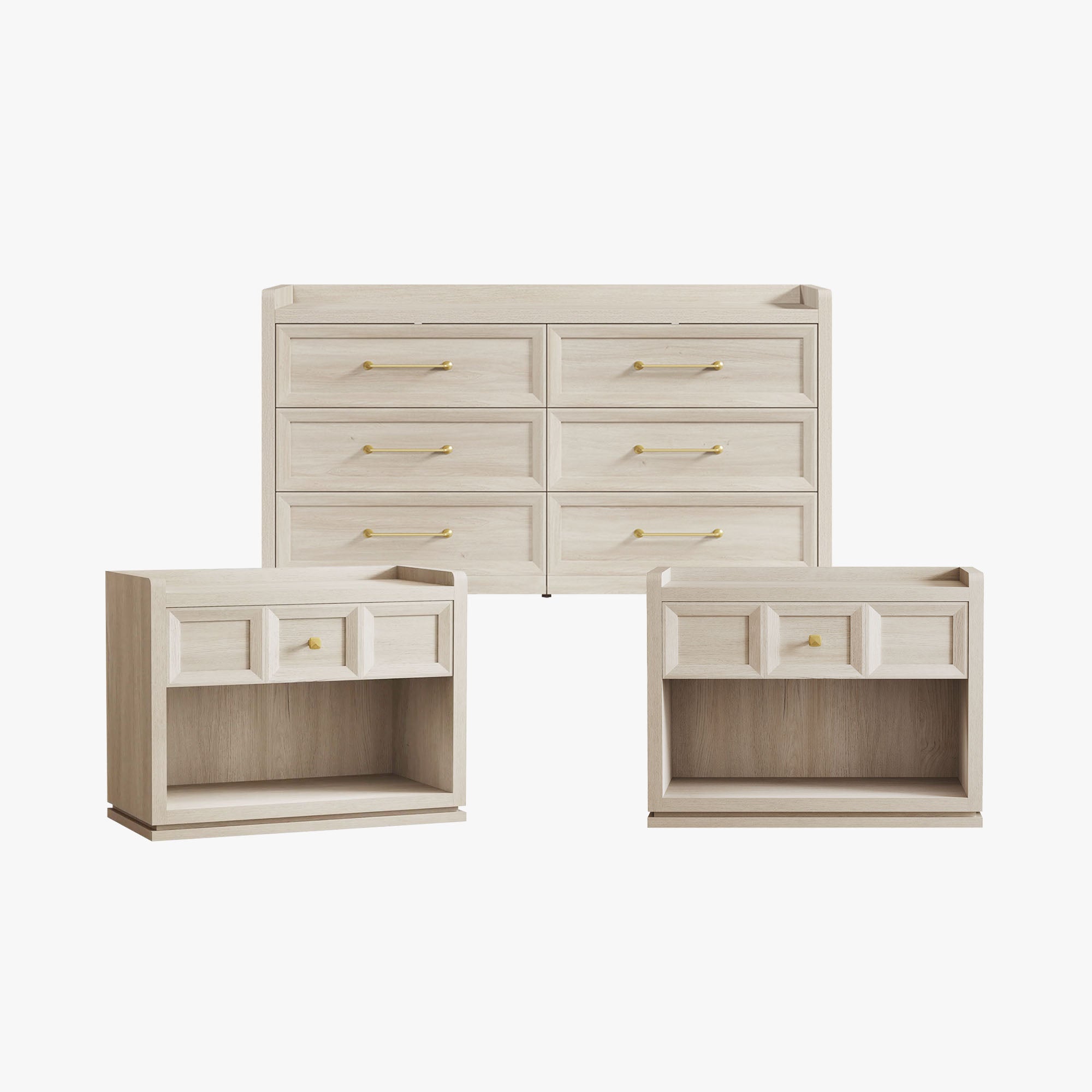 Helio 6-Drawer Dresser and Large Nightstands Set