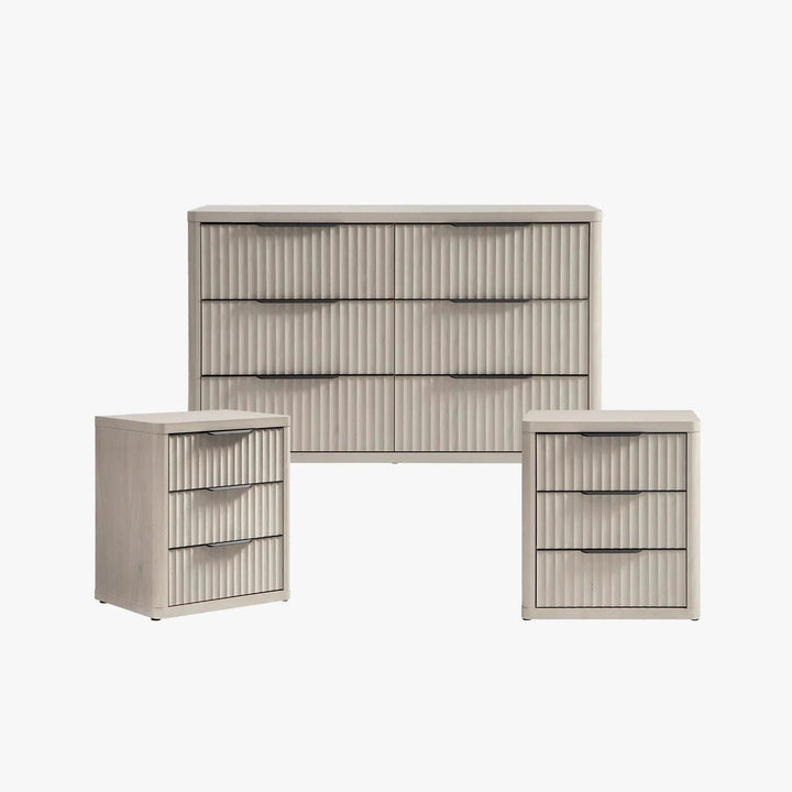 Cas 6 Drawers Dresser and 3 Drawers Nightstands Set for Bedroom - 1 Set - Grey Alder