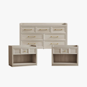 Helio White Dresser and Nightstands Set, Large Storage