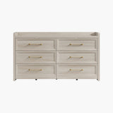 Helio White Dresser with 6 Drawers, 56'' Wide