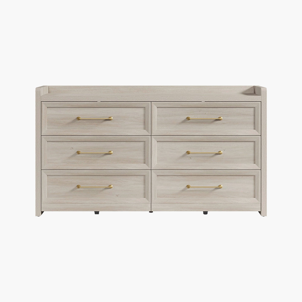 Helio White Dresser with 6 Drawers, 56'' Wide
