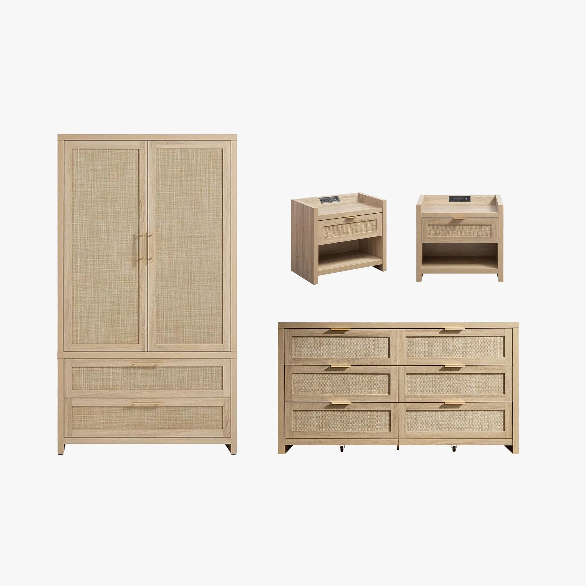 Savanna Dresser, Wardrobe and Night Tables with Charger Set