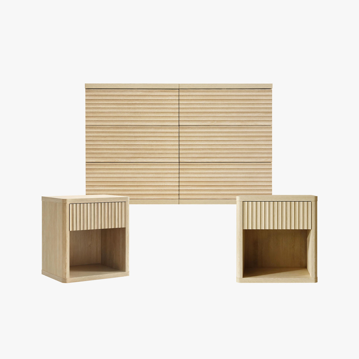 Stria 6 Drawers Dresser and Cas Nightstands Set