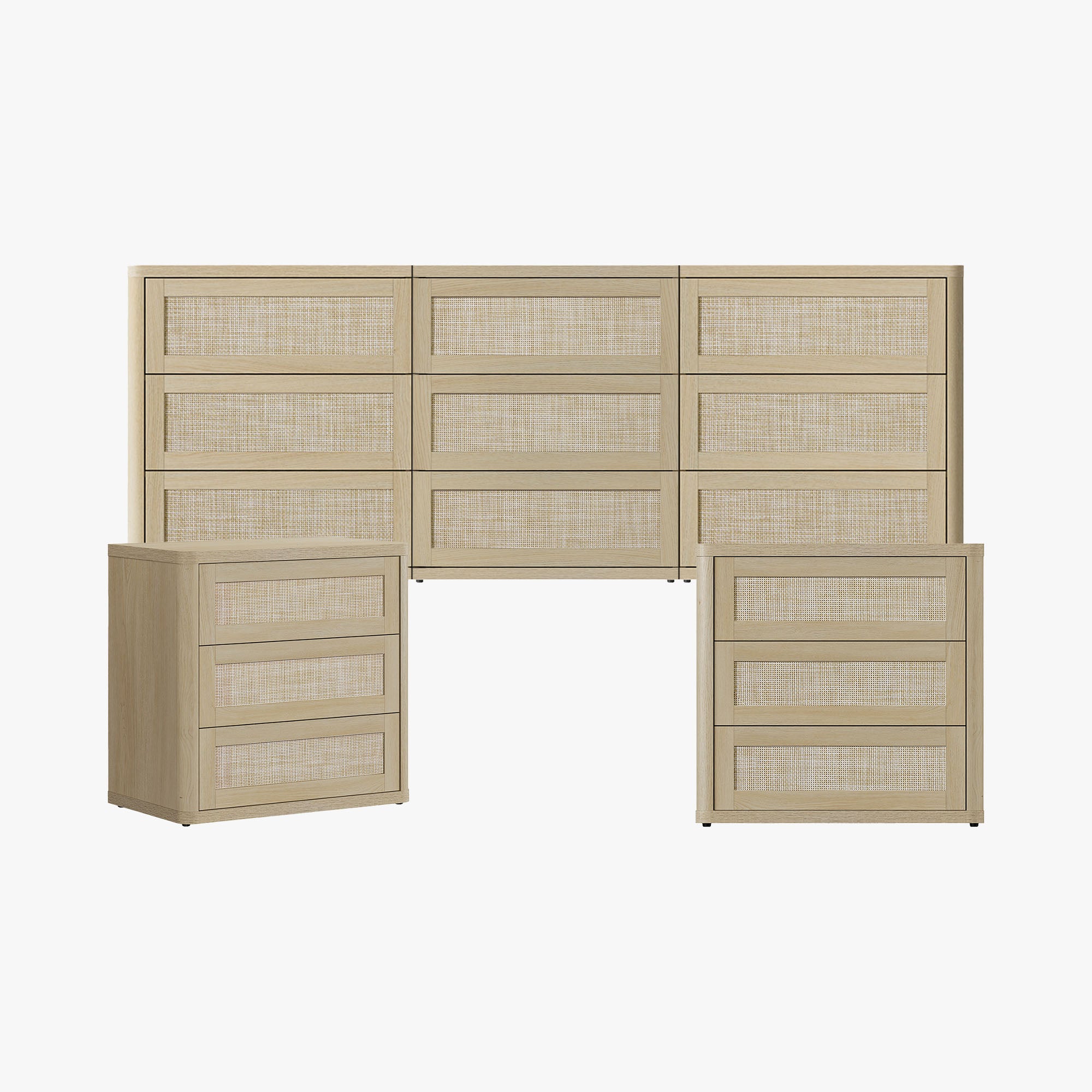 Zura Modular 9-Drawer Chest and Nightstands Set