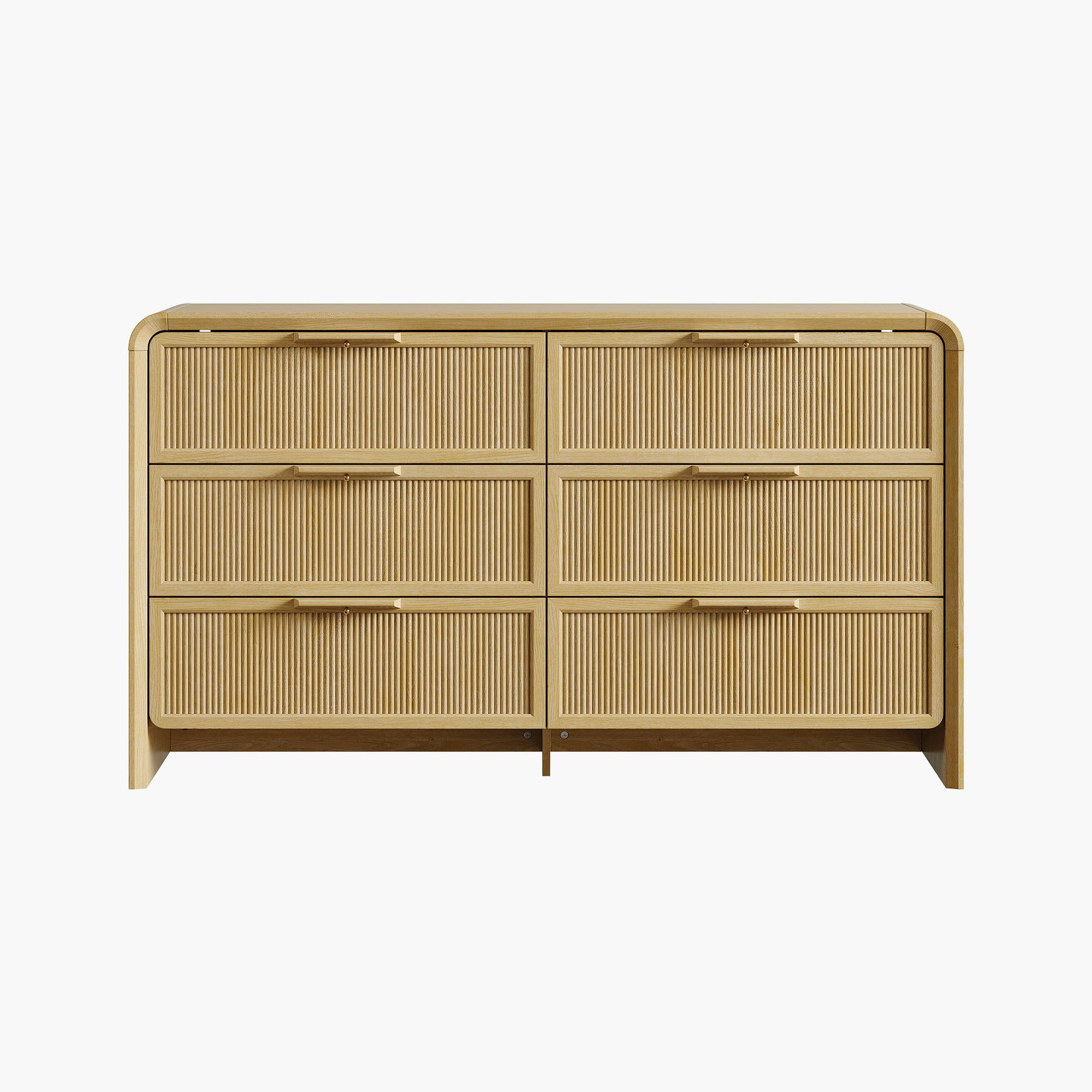 Alina 6 Drawers Dresser with Curved Edge, 55Inch Wide