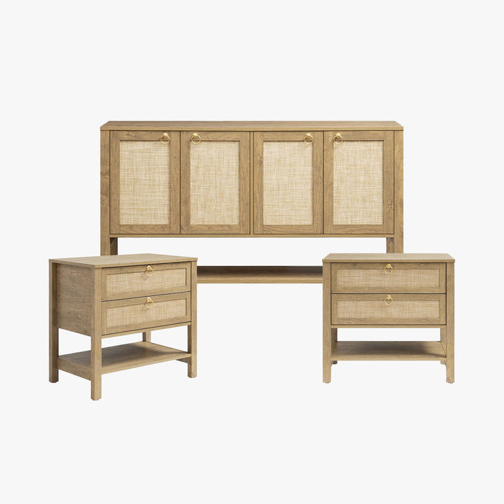 Terra 4 Doors Sideboard and 2 Drawers Nightstands Set for Living Room