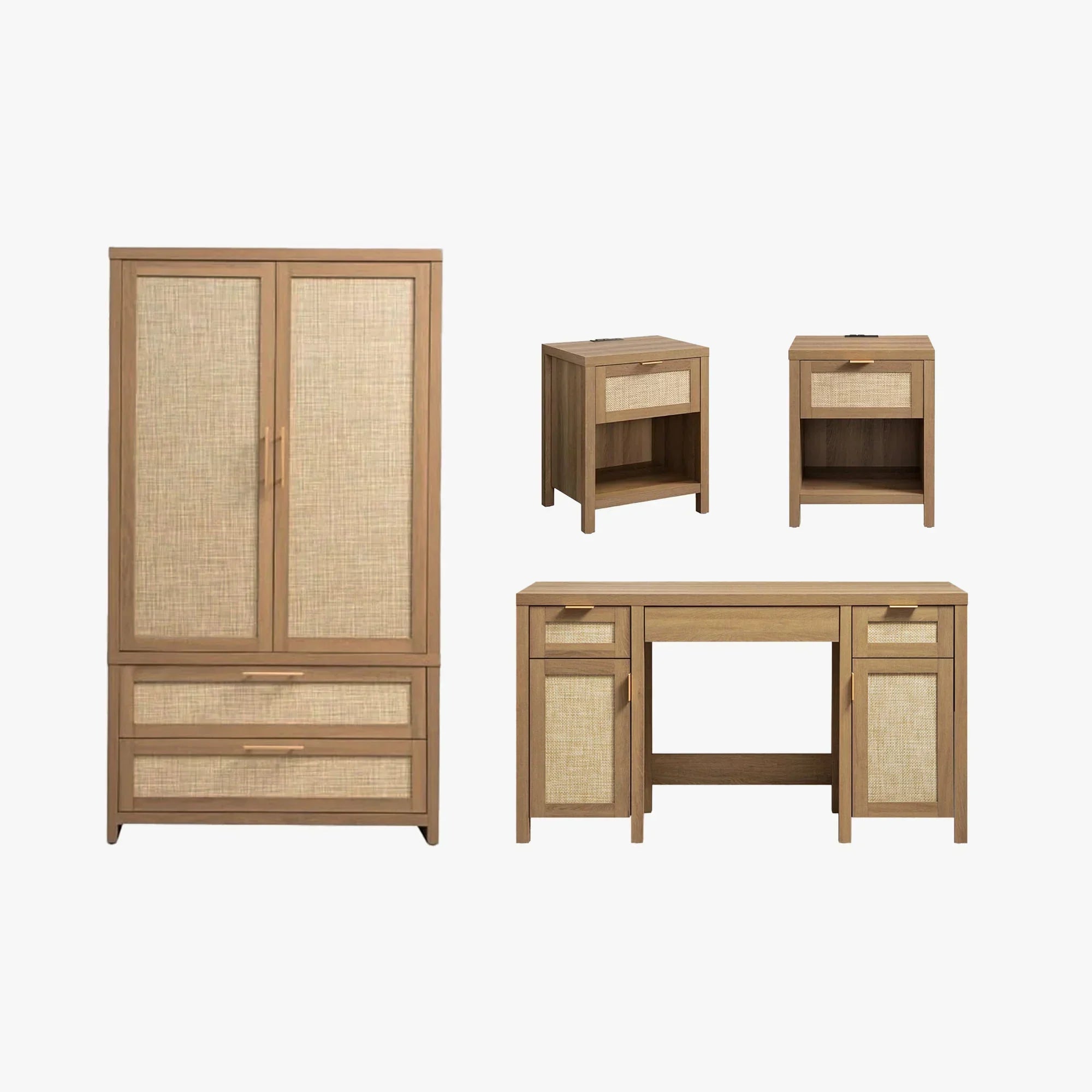 Savanna Makeup Vanity, Wardrobe, Nightstand with Charging Set
