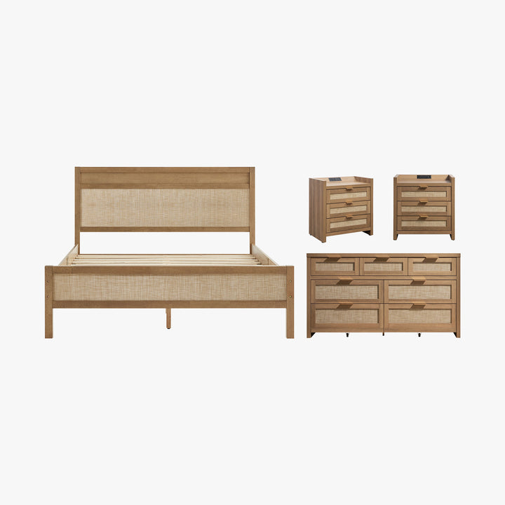 Savanna Rattan Bedroom Set, Large Storage