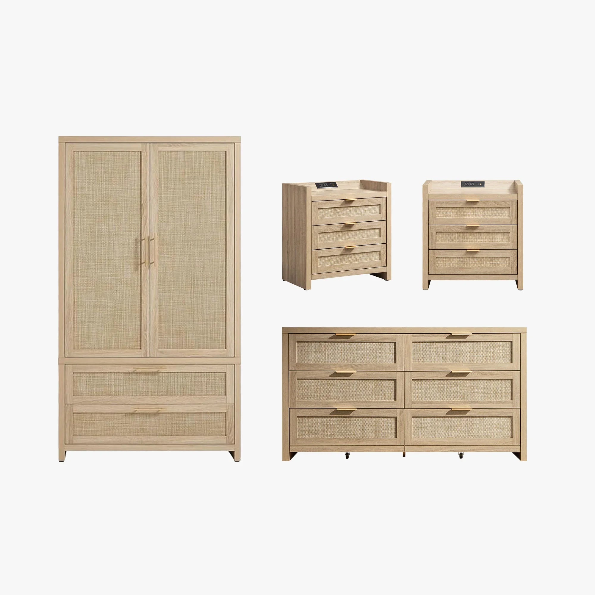 Savanna 6-Drawer Dresser, Wardrobe and 3-Drawer Nightstand Set