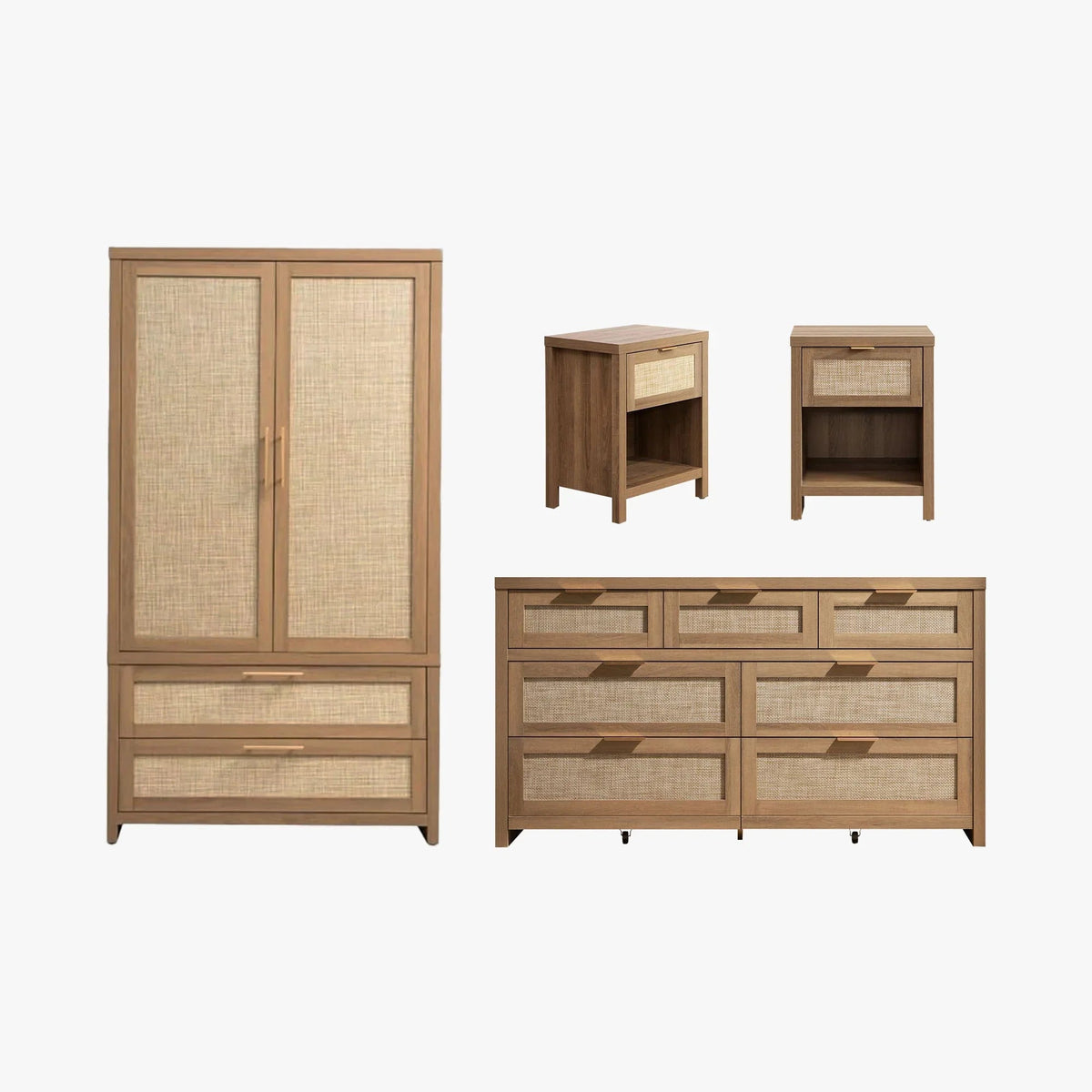 Savanna Dresser, Nightstand and Wardrobes Closet Set