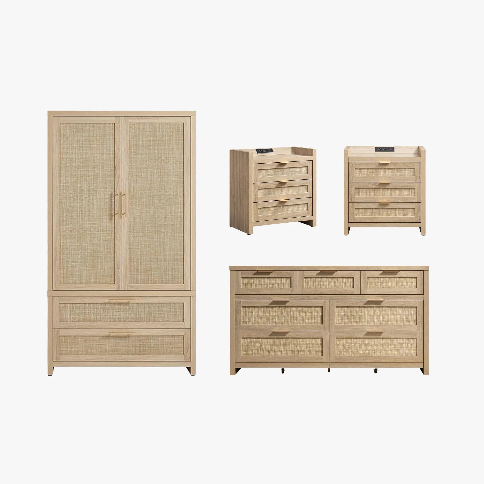Savanna Dresser, Nightstand and Wardrobe Bedroom Set