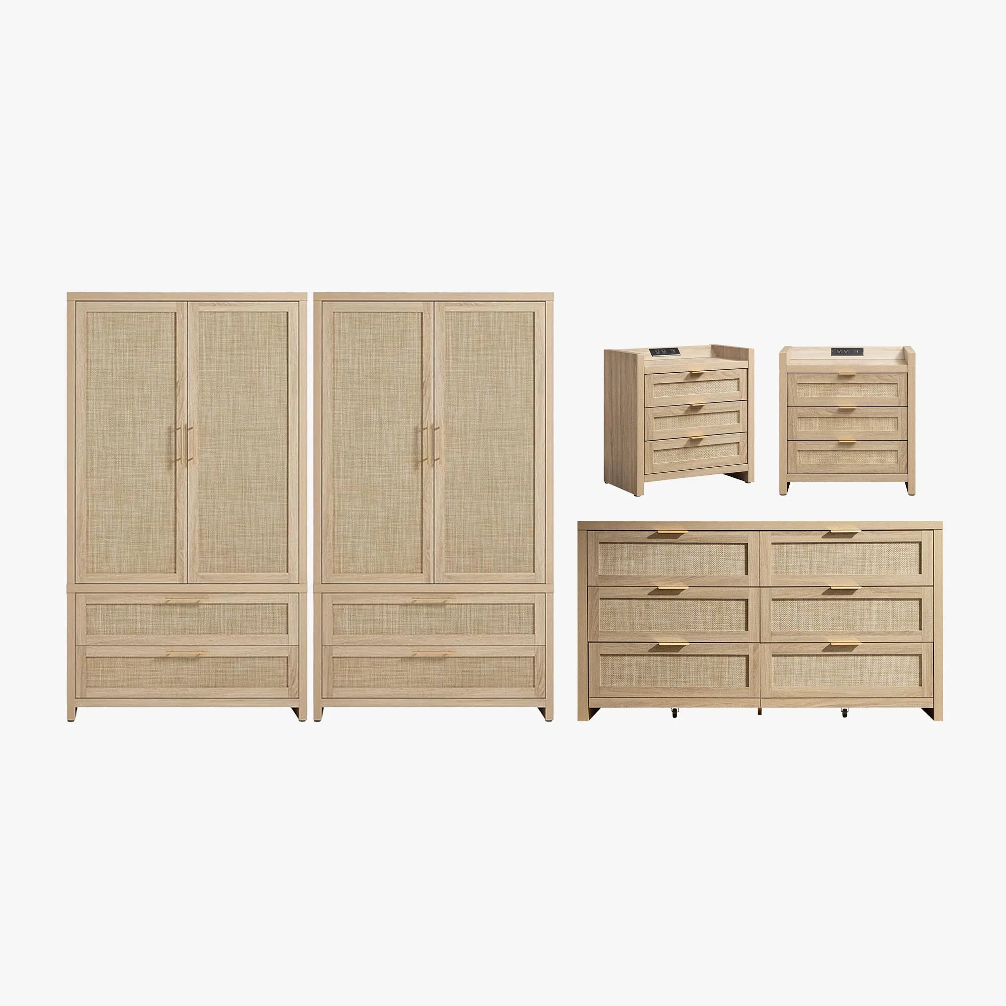 Savanna 6-Drawer Dresser, Wardrobe and 3-Drawer Nightstand Set