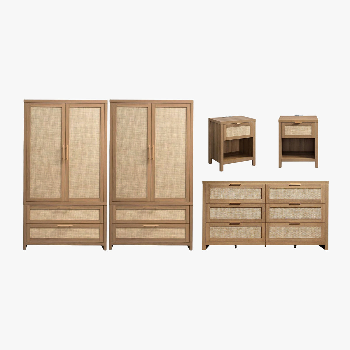 Savanna Dresser, Wardrobe and Nightstand with Charger Set