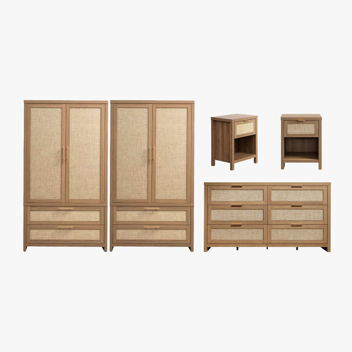 Savanna 2PCS Wardrobe, 6 Drawers Dresser Bedroom Set