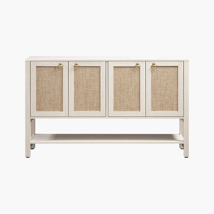 Terra TV Stand, 4 Doors - 1 Piece - White Cream Oak