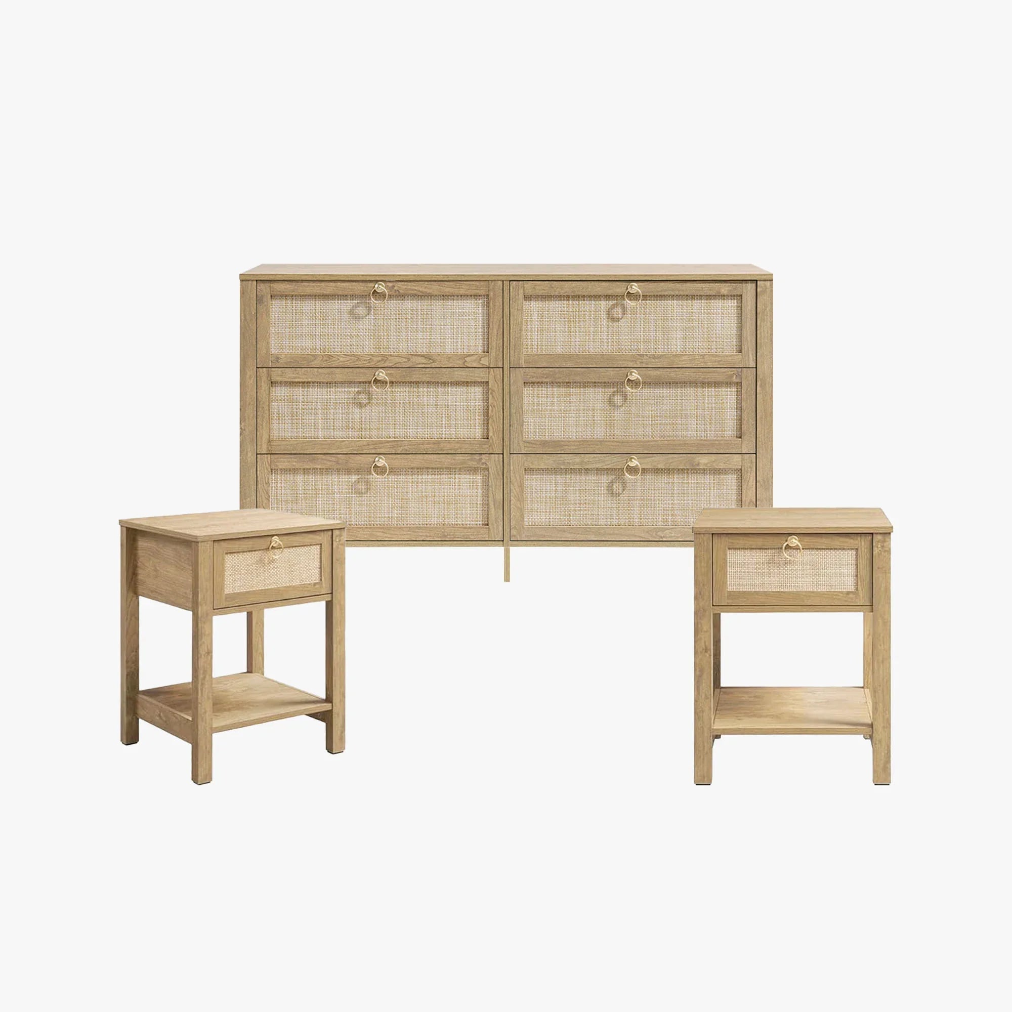 Terra 6 Drawers Dresser and Nightstands Set