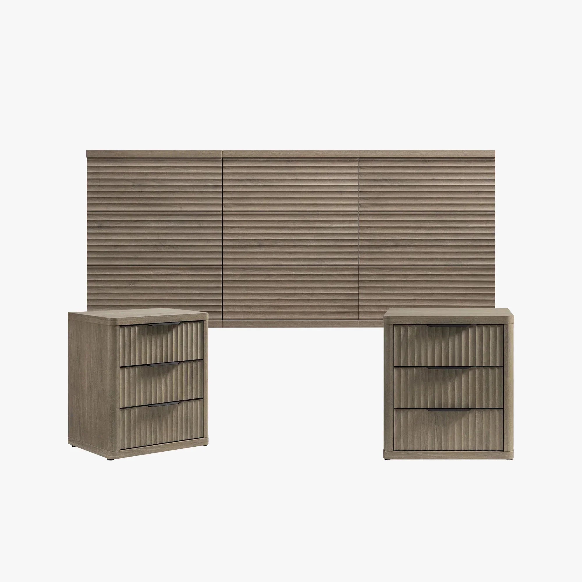 Stria 9-Drawer Dresser and Cas 3-Drawer Nightstand Set