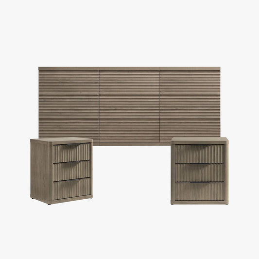 Stria Chest of 9 Drawers and Cas Night Tables Set