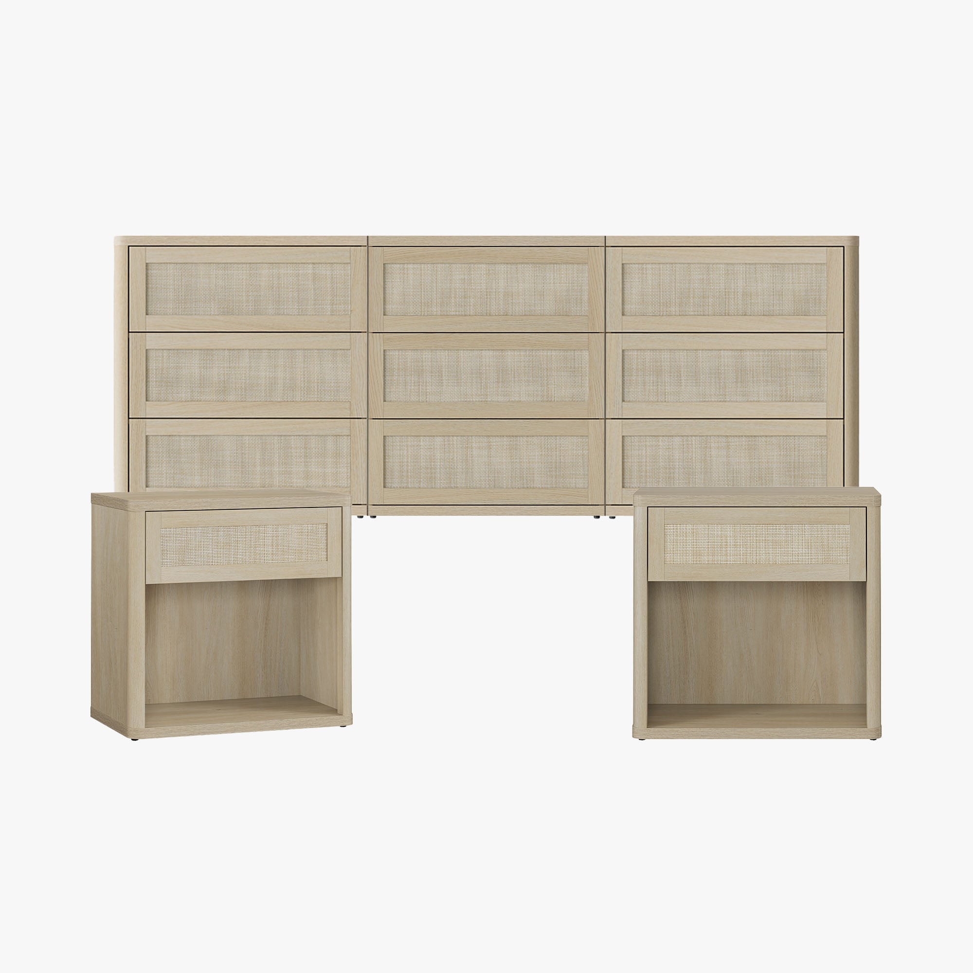 Zura Large-Size Bedroom Sets, Rattan Style