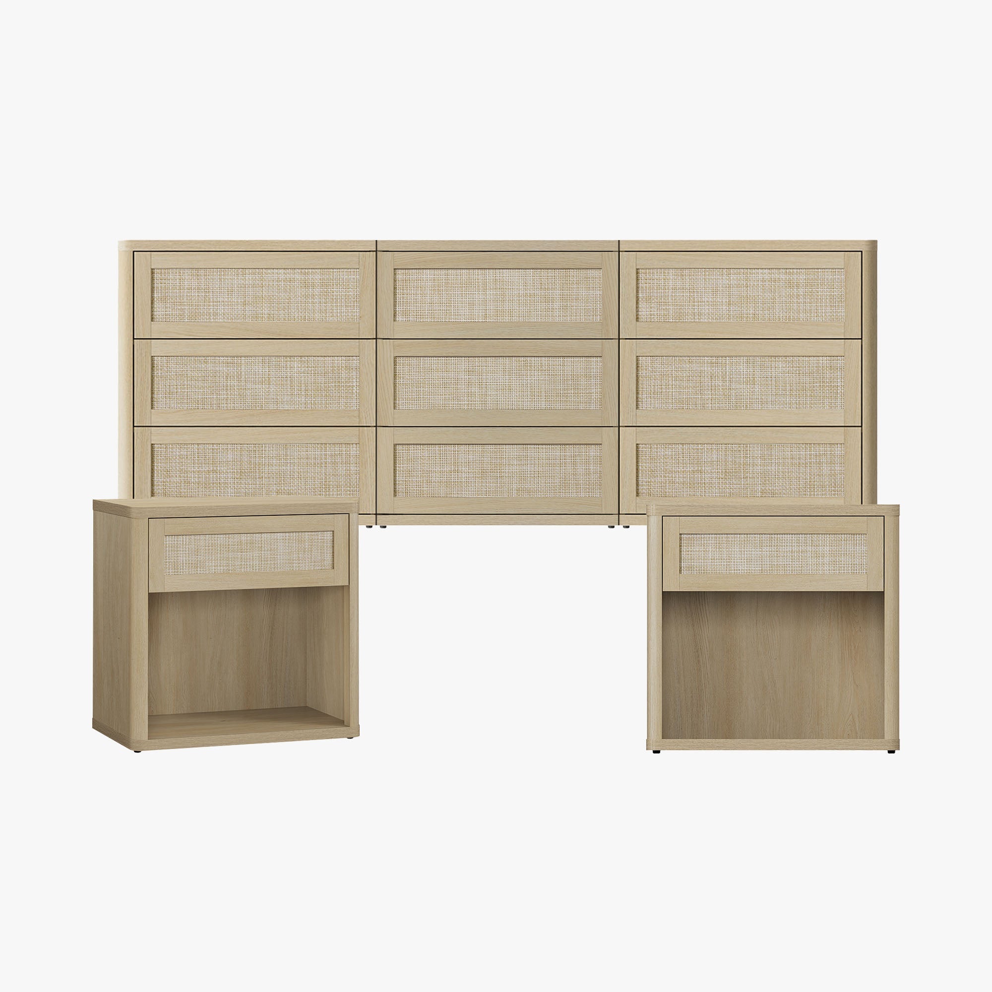 Zura Sectional Bedroom Sets, Large Storage for Bedroom - Sand Oak - 1 Set