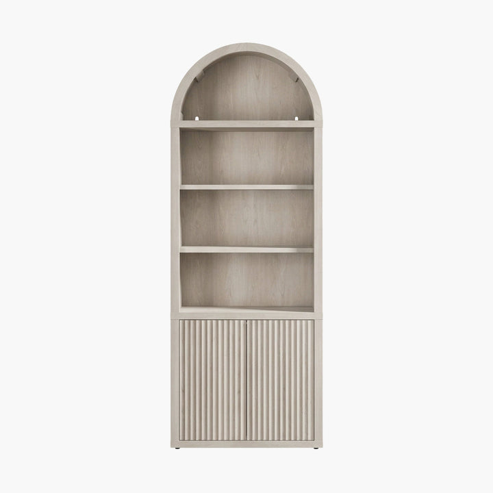 Cas Arched Bookcase with 2 Doors, 82 Inches Tall - White Alder - 1 Piece