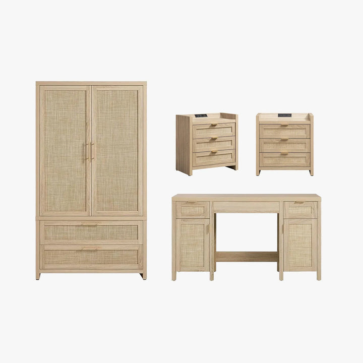 Savanna Vanity Table, Wardrobe and 3-Drawer Nightstand Set