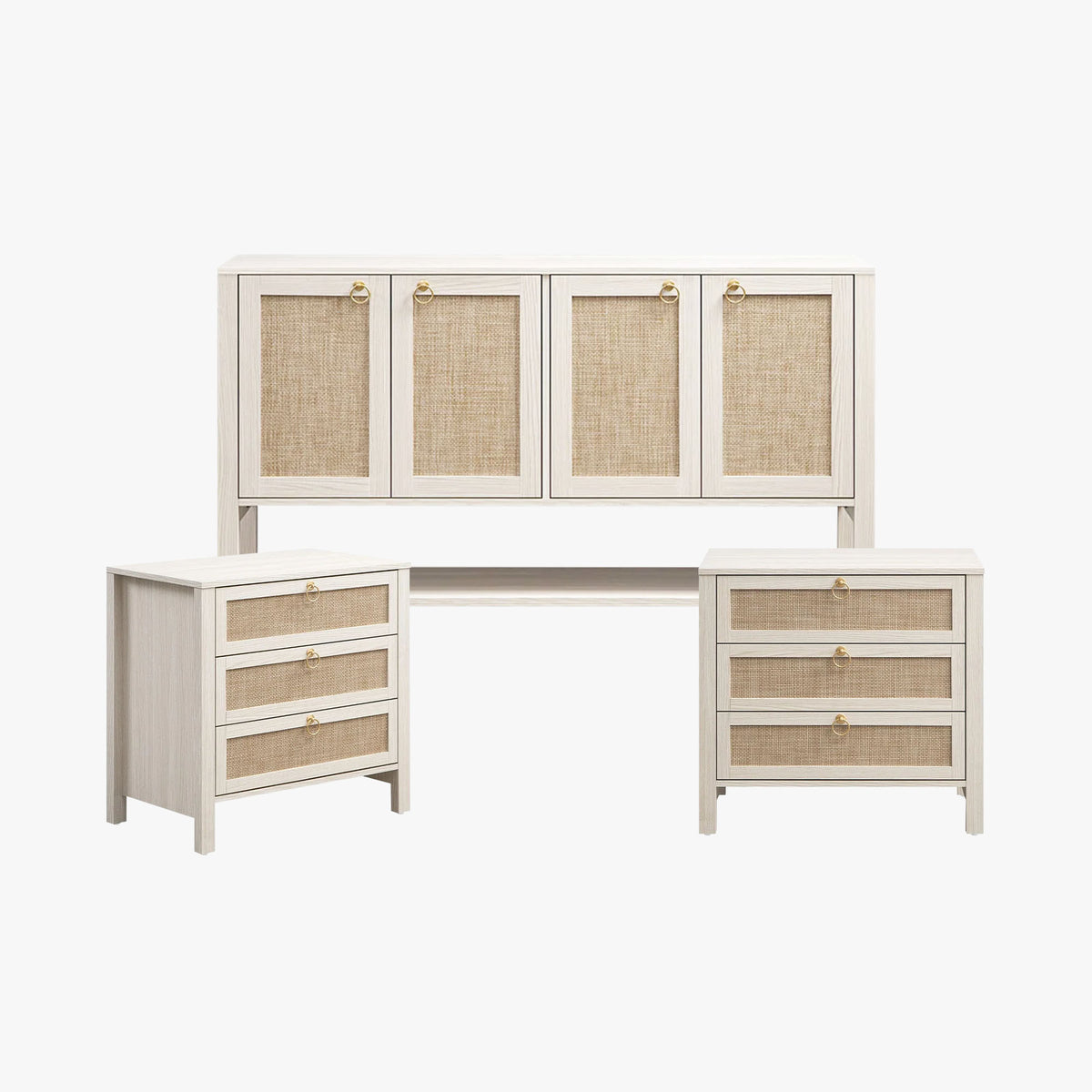 Terra 4 Doors Sideboard and 3 Drawers Nightstands Set