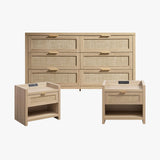 Savanna Nightstand with Charger and 6-Drawers Dresser Set