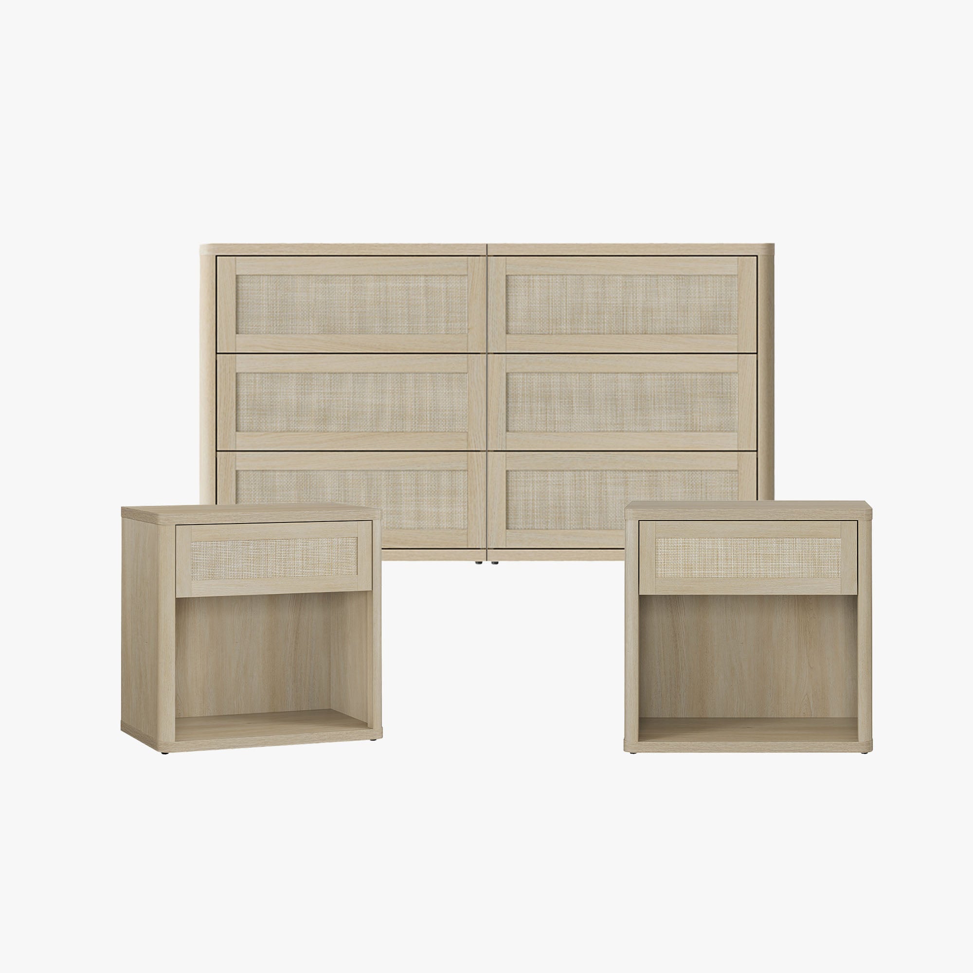 Zura Rattan Dresser and Nightstand with Drawer Set