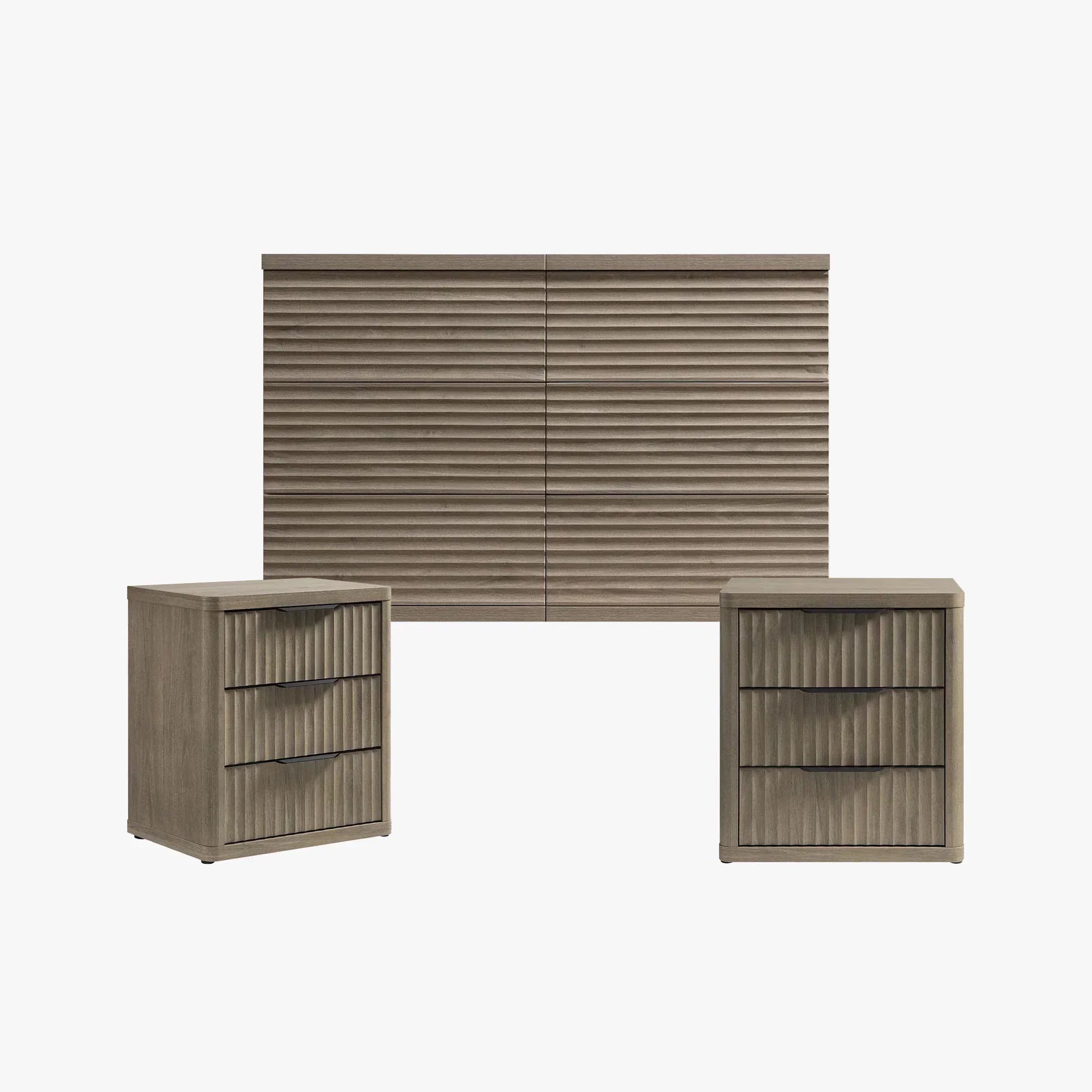 Stria 6 Drawers Chest and Nightstands Set