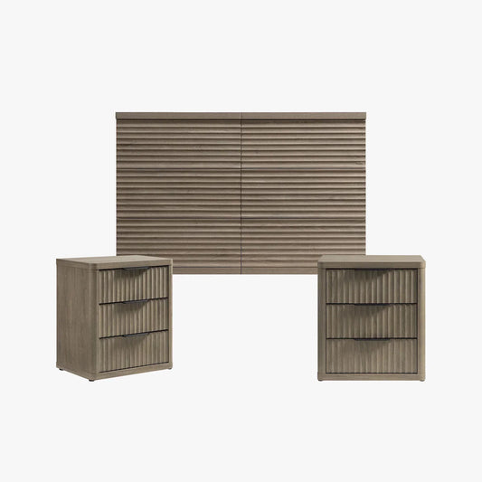 Stria Chest of 6 Drawers and Cas Night Tables Set