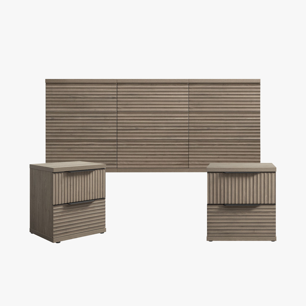 Stria Chest of 9 Drawers and Nightstands Set