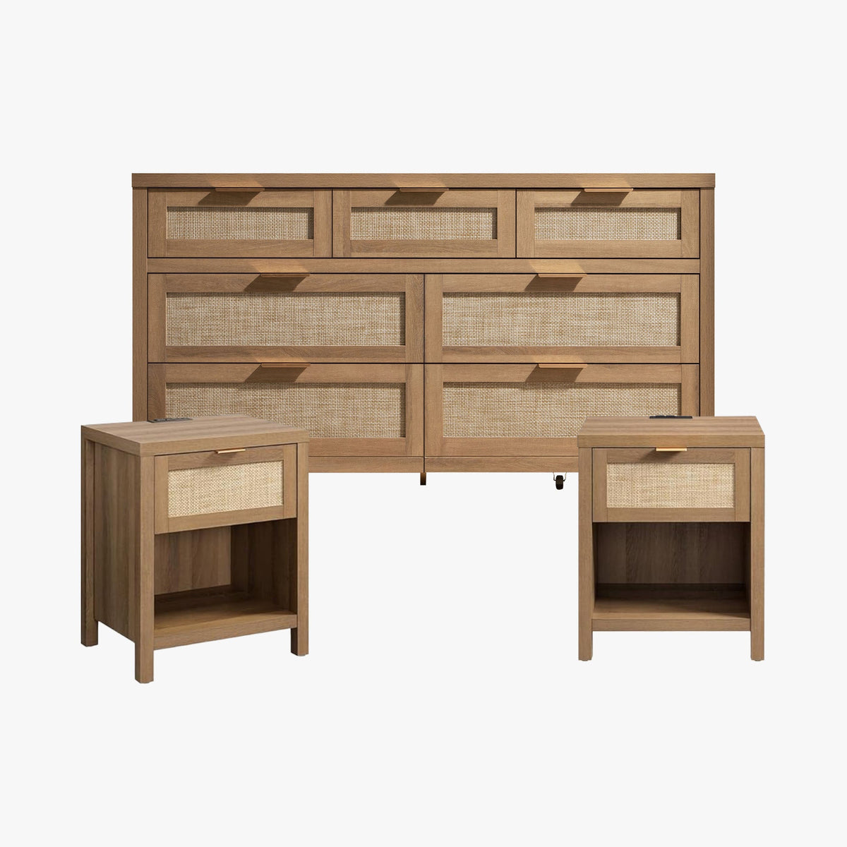 Savanna Rattan Chest Bedroom Set with Charging Station