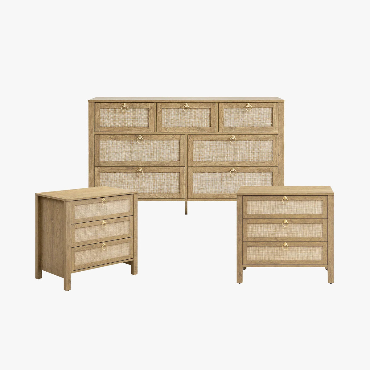 Terra Dresser and 3 Drawers Nightstands Set
