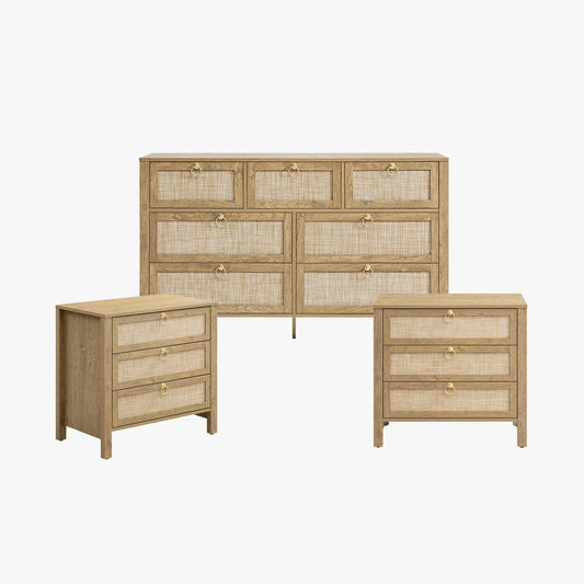 Terra Dresser and 3 Drawers Nightstands Sets