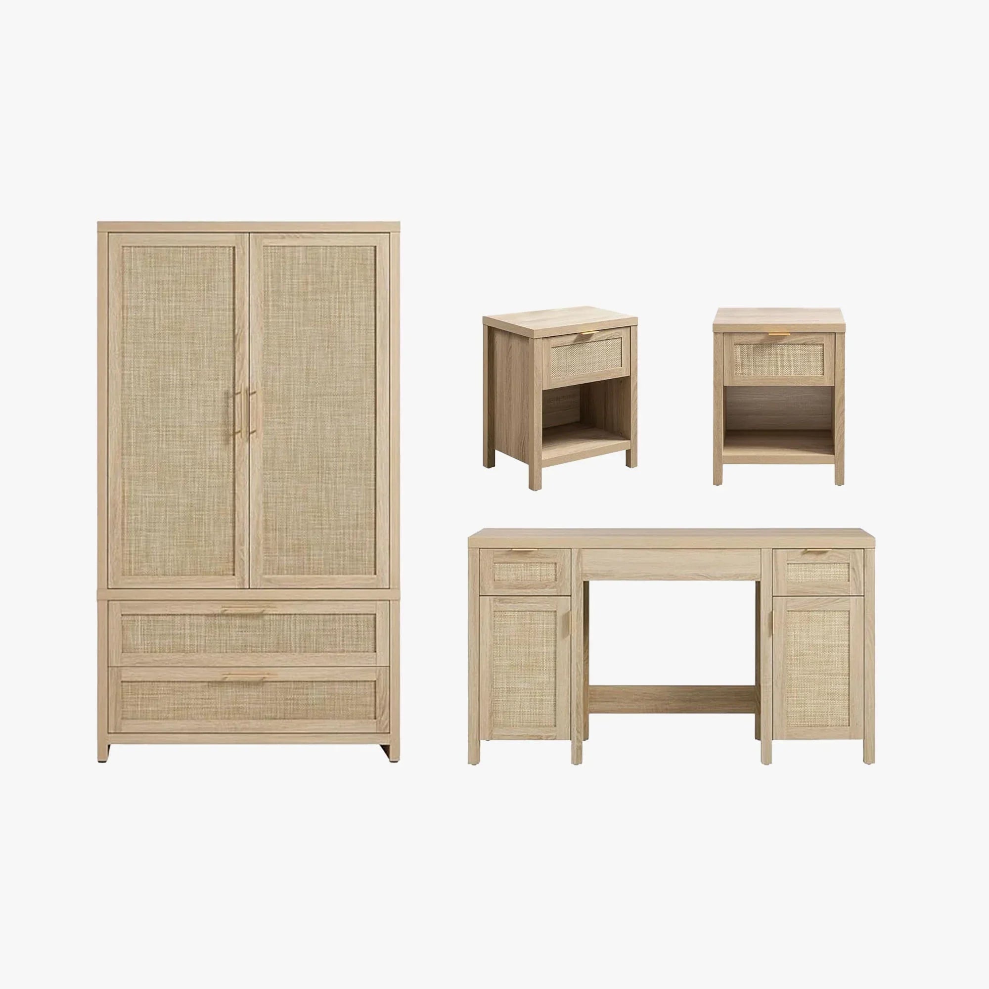 Savanna Vanity Table, Wardrobe and Nightstand Set