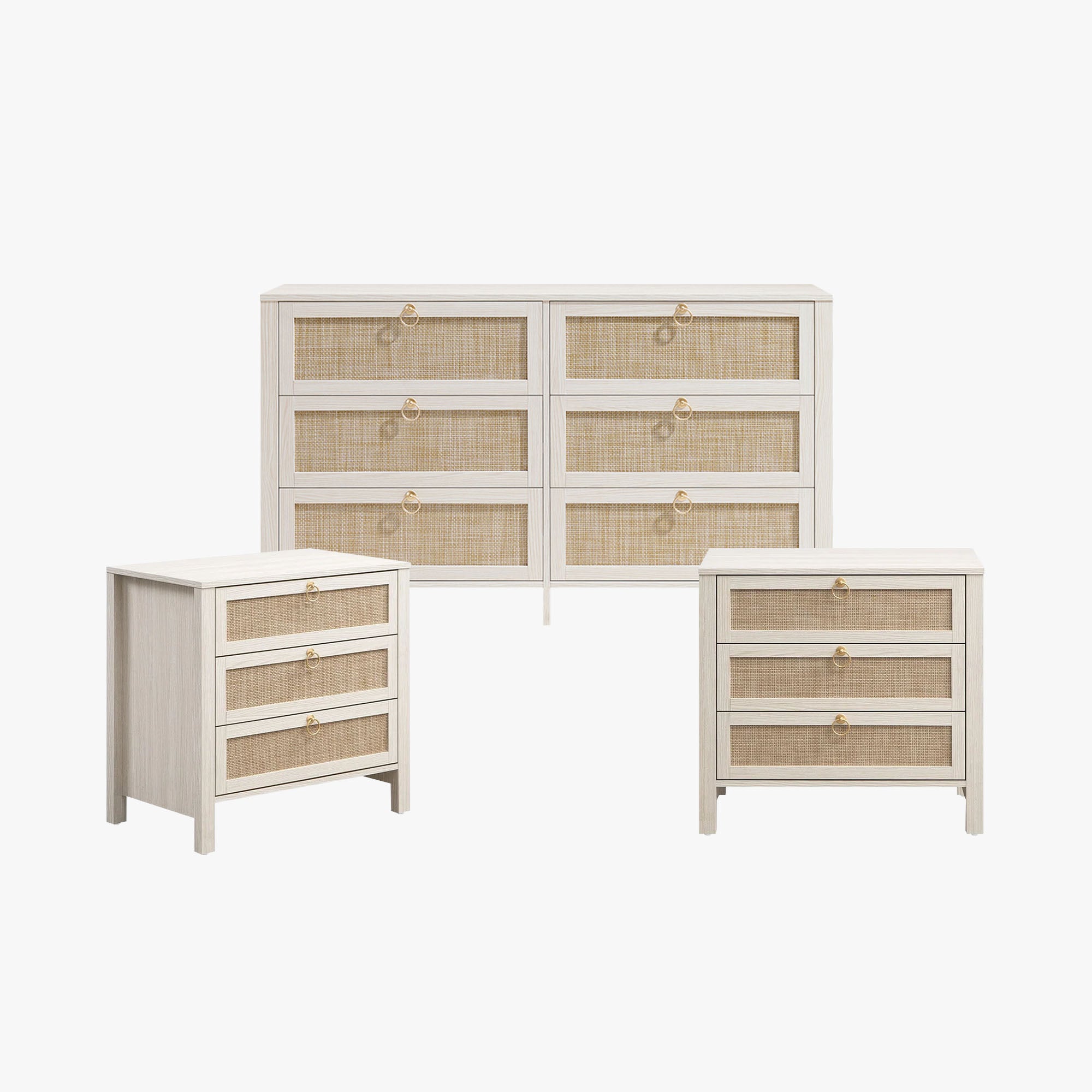 Terra 6 Drawers Dresser And 3 Drawers Nightstands Sets