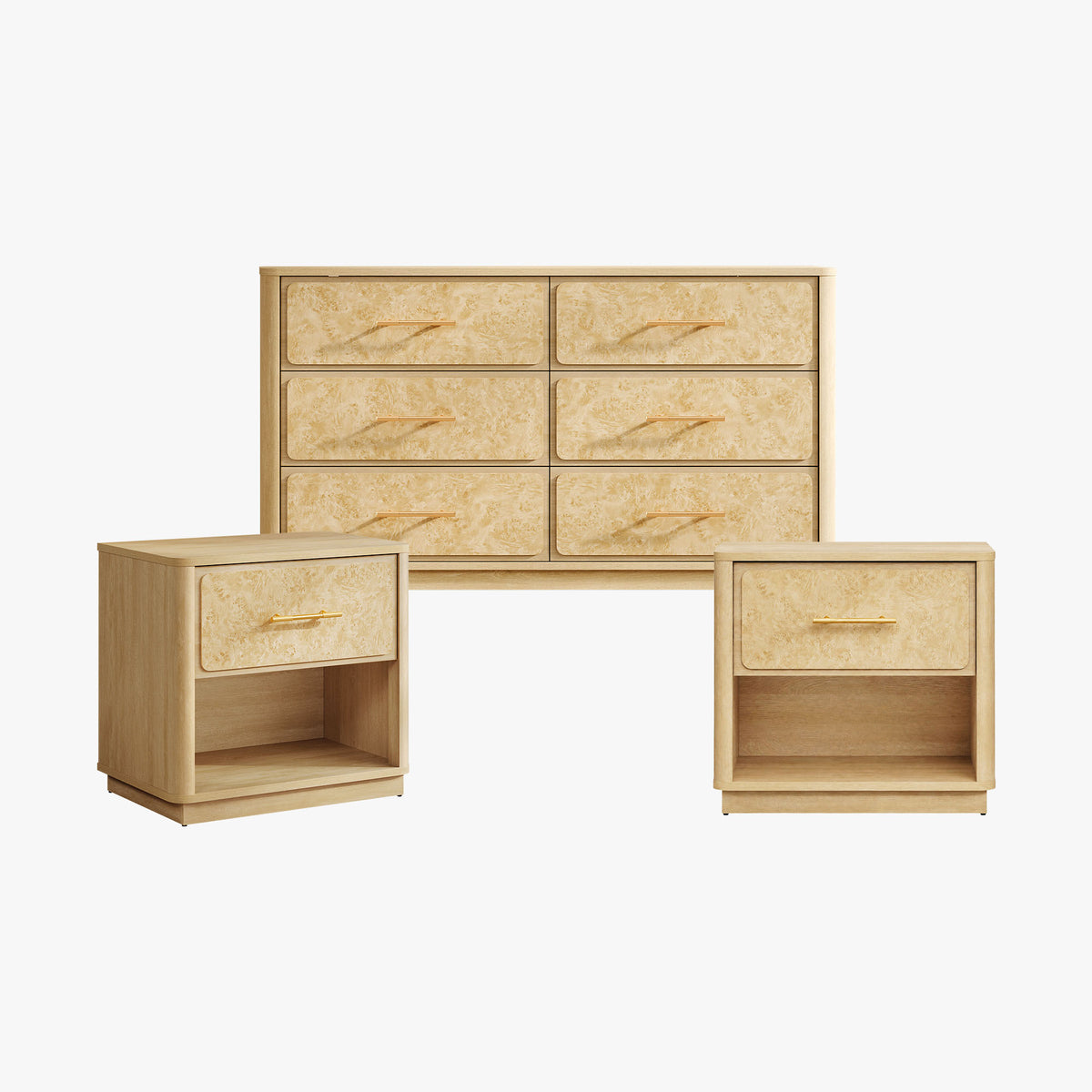 Burluxe 6 Drawers Dresser and Nightstands Set