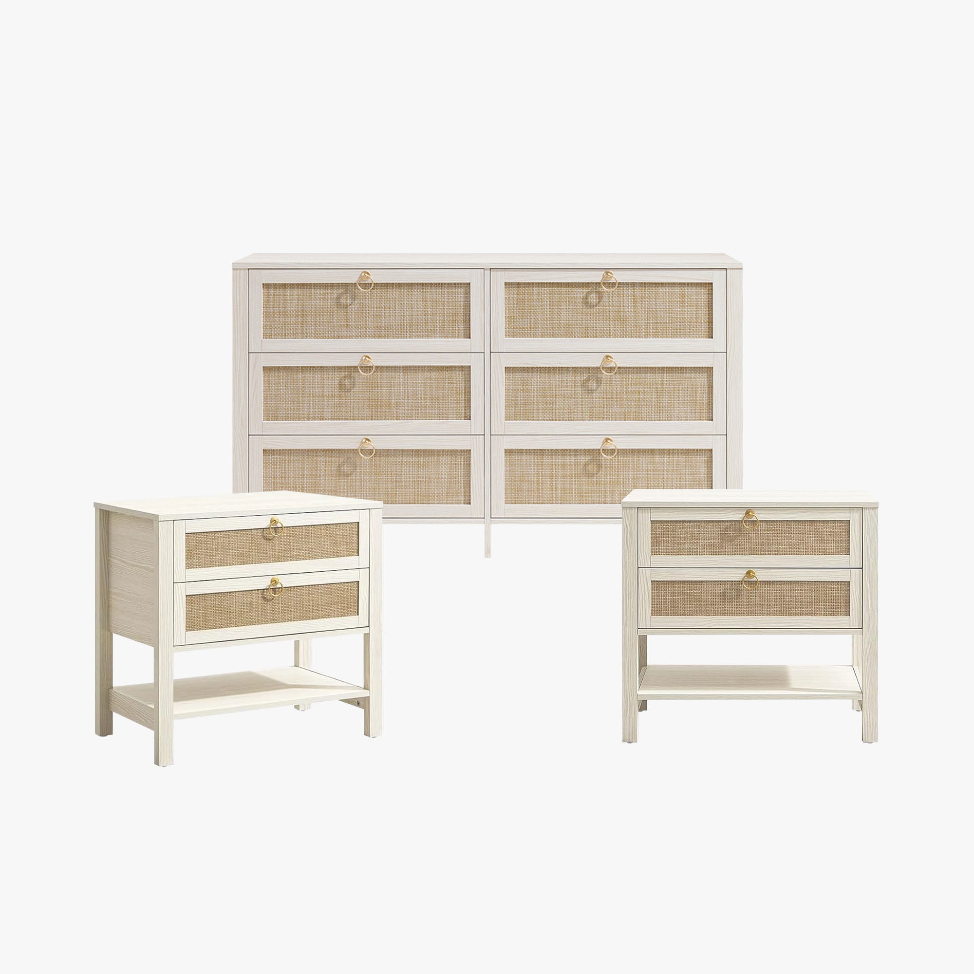 Terra 6 Drawers Dresser And 2 Drawers Nightstands Sets