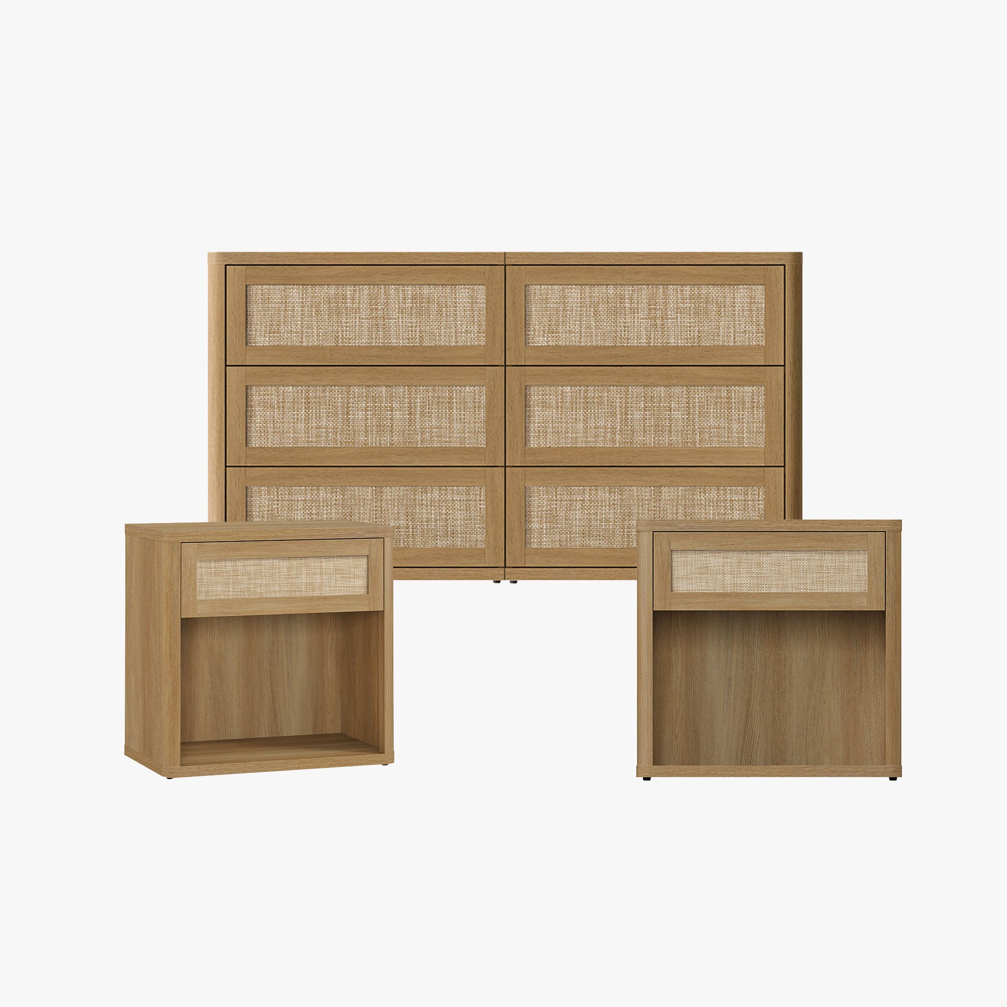 Zura Modular Rattan Dresser and Nightstand with Drawer Set