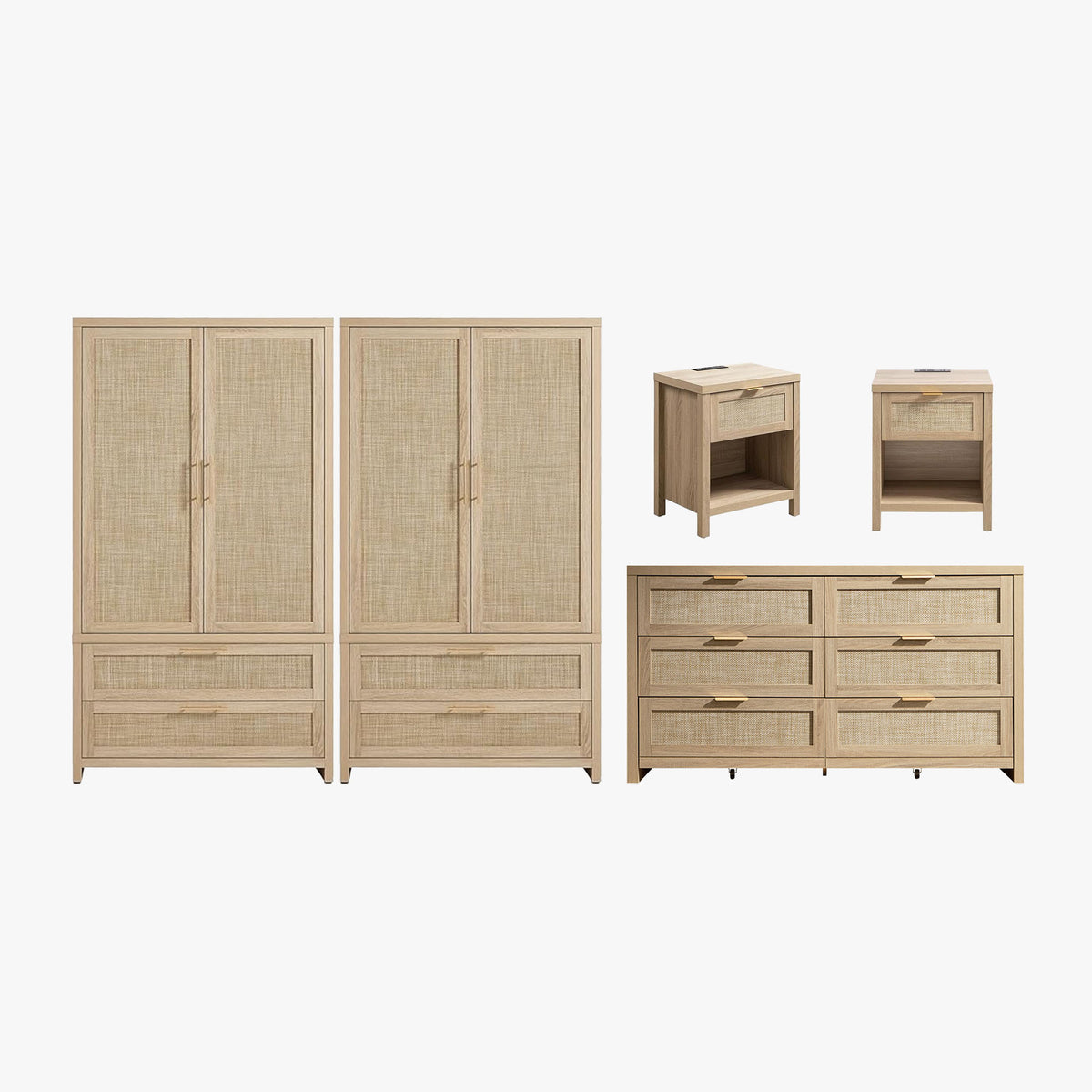 Savanna Dresser, Wardrobe and Nightstand with Charger Set